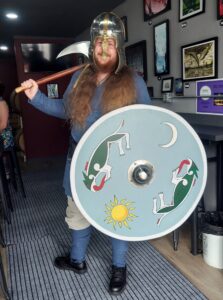 Maniacal Mead staff member Karl Bennett dressed up for Thorsday. Photo taken by Joanna Nagel, a customer.