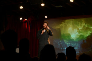 Jordan Klepper on stage. Photograph provided by Julia Wykes of 42WEST