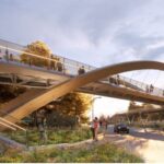 A rendering of what the pedestrian bridge on the northern part of The Treeline project might look like, designed by INFORM Studio. Image credit: the INFORM Studio Instagram account.