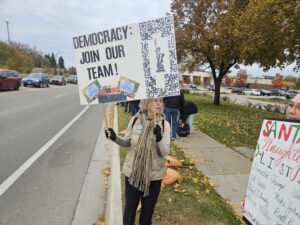 A protestor at the November 1 No King's. Photo by Drew Saunders.