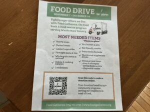 Finding Female Friends Over 50 2025 Food Gatherers Food Drive With QR Code. Image credit: Debbie Gerard.