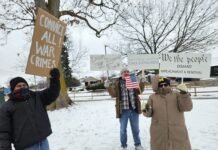 Ann Arbor Protests Trump Attack on Venezuela Protestors in Ann Arbor against the Trump Administration's attack on Caracas. Photo by Drew Saunders.